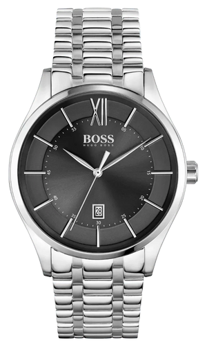 Hugo Boss Officer Black Dial Silver Steel Strap Watch for Men - 1513614 Authentic Buy Shop Now