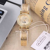 Coach Dress Crystals Gold Dial Gold Steel Strap Watch For Women - 14502202 Authentic Buy Shop Now