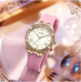 Guess Cosmo Diamonds Silver Dial Pink Silicone Strap Watch for Women - GW0034L3 Authentic Buy Shop Now