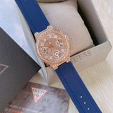 Guess Moonlight Diamonds White Dial Blue Rubber Strap Watch for Women - GW0257L3 Authentic Buy Shop Now