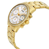 Guess Mini Sunrise Diamonds Silver Dial Gold Steel Strap Watch for Women - W0623L3 Authentic Buy Shop Now