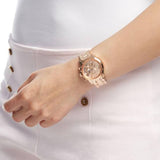 Guess Mini Sunrise Chronograph Quartz Rose Gold Dial Rose Gold Steel Strap Watch For Women - W0448L3 Authentic Buy Shop Now