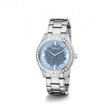 Guess Glitter Burst Diamonds Blue Dial Silver Steel Strap Watch for Women - GW0405L1 Authentic Buy Shop Now