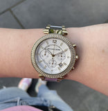 Michael Kors Parker Chronograph Silver Dial Two Tone Steel Strap Watch For Women - MK5687 Authentic Buy Shop Now