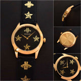 Gucci G Timeless Bee Motif Black Dial Black Leather Strap Watch For Women - YA1264055 Authentic Buy Shop Now