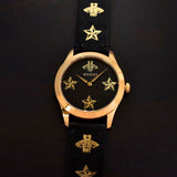 Gucci G Timeless Bee Motif Black Dial Black Leather Strap Watch For Women - YA1264055 Authentic Buy Shop Now