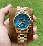 Michael Kors Runway Hunger Stop100 Series Blue Dial Gold Steel Strap Watch for Women - MK5815 Authentic Buy Shop Now