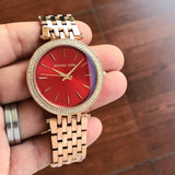 Michael Kors Darci Red DIal Rose Gold Stainless Steel Strap Watch for Women - MK3378 Authentic Buy Shop Now