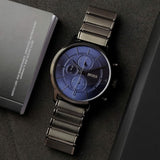 Hugo Boss Architectural Blue Dial Grey Steel Strap Watch for Men - 1513574 Authentic Buy Shop Now