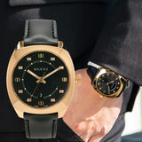 Gucci GG2570 Quartz Black Dial Black Leather Strap Watch For Women - YA142407 Authentic Buy Shop Now