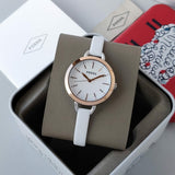 Fossil Classic Minute White Dial White Leather Strap Watch for Women - BQ3328 Authentic Buy Shop Now