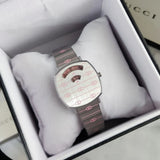 Gucci Grip Quartz Silver Dial Silver Steel Strap Watch For Women - YA157438 Authentic Buy Shop Now
