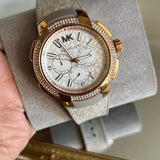 Michael Kors Sidney Chronograph White Dial Beige Leather Strap Watch For Women - MK6949 Authentic Buy Shop Now
