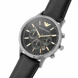 Emporio Armani Giovanni Analog Black Dial Black Leather Strap Watch For Men - AR11431 Authentic Buy Shop Now