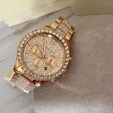 Michael Kors Layton Chronograph Rose Gold Dial Rose Gold Steel Strap Watch For Women - MK7285 Authentic Buy Shop Now