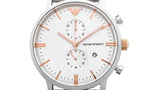 Emporio Armani Chronograph White Dial Two Tone Steel Strap Watch For Men - AR0399 Authentic Buy Shop Now