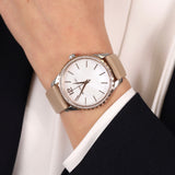 Michael Kors Layton Mother of Pearl White Dial Brown Leather Strap Watch For Women - MK2910 Authentic Buy Shop Now