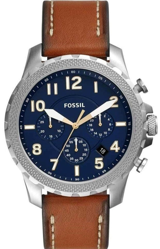 Fossil Nate Chronograph Navy Blue Dial Brown Leather Strap Watch for Men - JR1504 Authentic Buy Shop Now