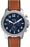 Fossil Nate Chronograph Navy Blue Dial Brown Leather Strap Watch for Men - JR1504 Authentic Buy Shop Now
