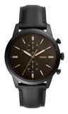 Fossil Goodwin Chronograph Black Dial Black Leather Strap Watch for Men - FS5585 Authentic Buy Shop Now