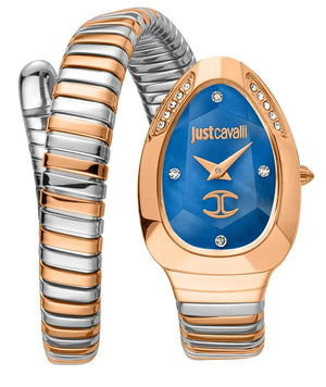 Just Cavalli Glam Evo 4 Blue Dial Two Tone Steel Strap Watch for Women - JC1L229M0085 Authentic Buy Shop Now