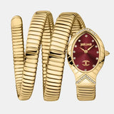 Just Cavalli Classico Lungo Red Dial Gold Steel Strap Watch for Women - JC1L248M0035 Authentic Buy Shop Now