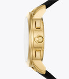 Tory Burch The Tory Chronograph Black Dial Black Leather Strap Watch for Women - TBW1055 Authentic Buy Shop Now