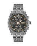 Hugo Boss Skytraveller Chronograph Gunmetal Grey Dial Grey Steel Strap Watch for Men - 1514153 Authentic Buy Shop Now