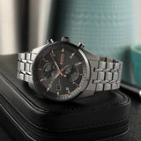 Hugo Boss Skytraveller Chronograph Gunmetal Grey Dial Grey Steel Strap Watch for Men - 1514153 Authentic Buy Shop Now