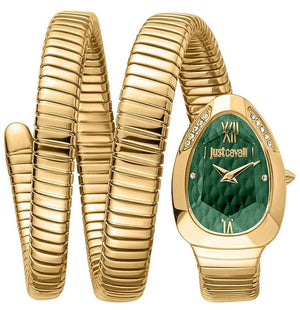 Just Cavalli Serpente Metallica Green Dial Gold Steel Strap Watch for Women - JC1L224M0045 Authentic Buy Shop Now