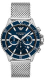 Emporio Armani Diver Chronograph Blue Dial Silver Mesh Strap Watch for Men - AR11587 Authentic Buy Shop Now