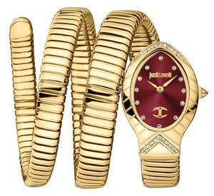 Just Cavalli Classico Lungo Red Dial Gold Steel Strap Watch for Women - JC1L248M0035 Authentic Buy Shop Now