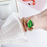 Just Cavalli Serpente Metallica Green Dial Rose Gold Steel Strap Watch for Women - JC1L208M0055 Authentic Buy Shop Now