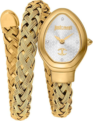 Just Cavalli Novara Silver Dial Gold Steel Strap Watch for Women - JC1L264M0025 Authentic Buy Shop Now