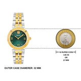 Versace Daphnis Quartz Green Dial Two Tone Steel Strap Watch for Women - VEOCA0424 Authentic Buy Shop Now