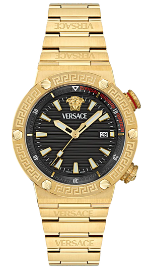 Versace Greca Logo Quartz Black Dial Gold Steel Strap Watch for Men - VE8G00624 Authentic Buy Shop Now