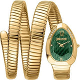 Just Cavalli Serpente Metallica Green Dial Gold Steel Strap Watch for Women - JC1L224M0045 Authentic Buy Shop Now