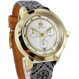 Tory Burch Classic Chronograph White Dial Grey Nylon Strap Watch for Women - TBW1035 Authentic Buy Shop Now