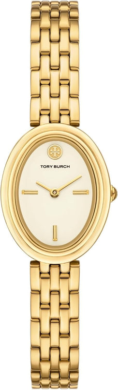 Tory Burch Oval White Dial Gold Steel Strap Watch for Women - TBW6032 Authentic Buy Shop Now
