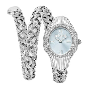 Just Cavalli Twined Mother of Pearl Dial Silver Steel Strap Watch for Women - JC1L305M0015 Authentic Buy Shop Now