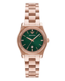 Emporio Armani Federica Analog Green Dial Rose Gold Steel Strap Watch for Women - AR11639 Authentic Buy Shop Now