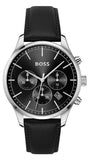 Hugo Boss Avery Chronograph Black Dial Black Leather Strap Watch for Men - 1514211 Authentic Buy Shop Now