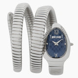 Just Cavalli Serpente Metallica Blue Dial Silver Steel Strap Watch for Women - JC1L224M0025 Authentic Buy Shop Now