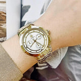 Tory Burch Classic Chronograph White Dial Gold Steel Strap Watch for Women - TBW1032 Authentic Buy Shop Now