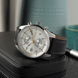 Hugo Boss Skytraveller Chronograph Silver Dial Black Leather Strap Watch for Men - 1514147 Authentic Buy Shop Now