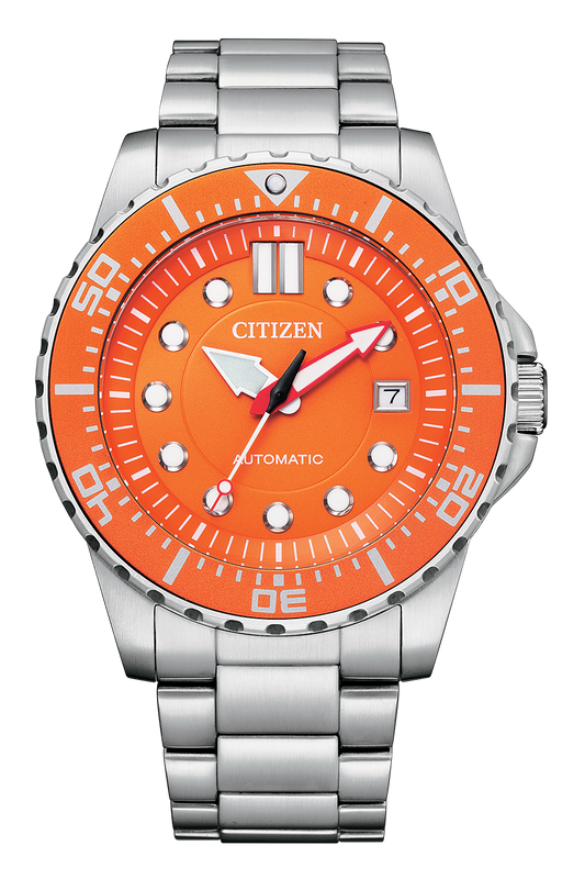 Citizen Mechanical Automatic Orange Dial Silver Steel Strap Watch for Men - NJ0128-80X Authentic Buy Shop Now