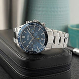 Hugo Boss Runner Chronograph Blue Dial Silver Steel Strap Watch for Men - 1514143 Authentic Buy Shop Now