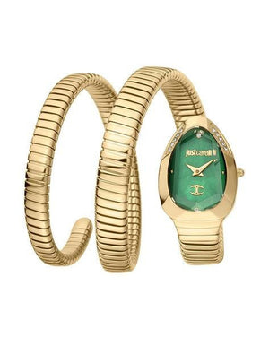 Just Cavalli Glam Evo 4 Green Dial Gold Steel Strap Watch for Women - JC1L209M0045 Authentic Buy Shop Now