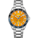Hugo Boss Runner 3H Orange Dial Silver Steel Strap Watch for Men - 1514206 Authentic Buy Shop Now