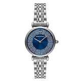 Emporio Armani Gianni T-Bar Blue Dial Silver Steel Strap Watch for Women - AR11627 Authentic Buy Shop Now